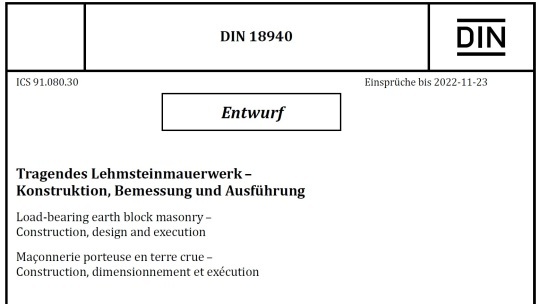 Neue Norm Lehmsteinmauerwerk